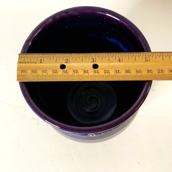 Signed Daniel Willets Zion Pottery Purple Ribbed Vase Studio Art 6.5” Tall - Picture 7 of 8